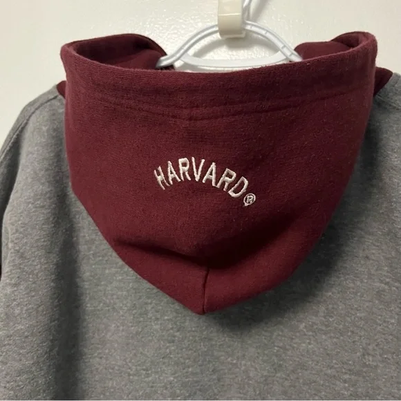 VTG HARVARD Licensed Gear Hoodie Logo College Crest Color Block Sweatshirt Uni